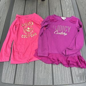 Lot of 2 Juicy Couture Girls Long Sleeves Pullover Shirts Size 6 & 7